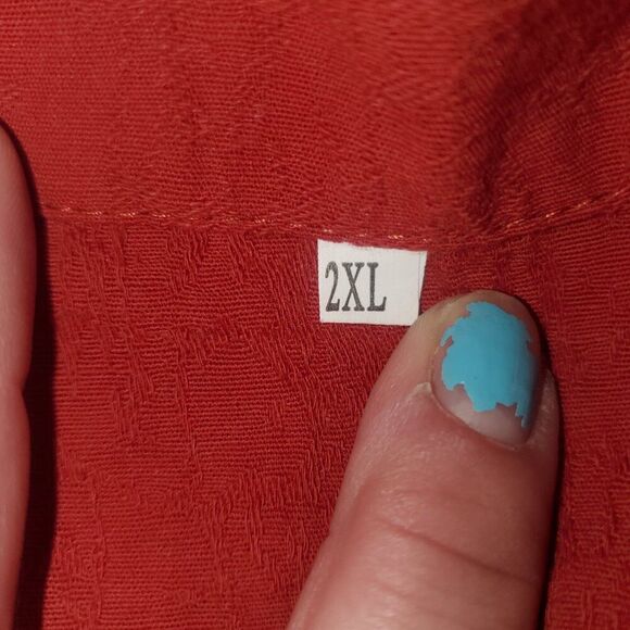 MINIBEE 2XL Linen/Cotton Blend Orange/Red Pullover Organic Natural Plus Size - Picture 7 of 13